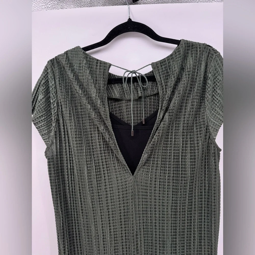 Sabina Musayev Anthropologie Textured Renaissance Green Maxi Dress Tie Closure - Picture 5 of 9